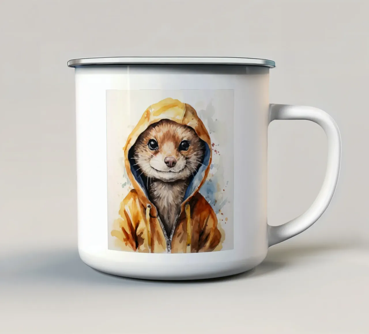 Mangosta de acuarela con capucha taza de esmalte de Animal Portraits