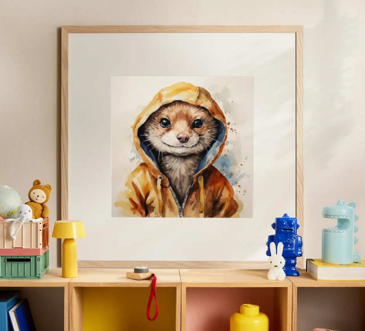 Mangusta acquerellata in felpa con cappuccio carta hahnemühle da Animal Portraits