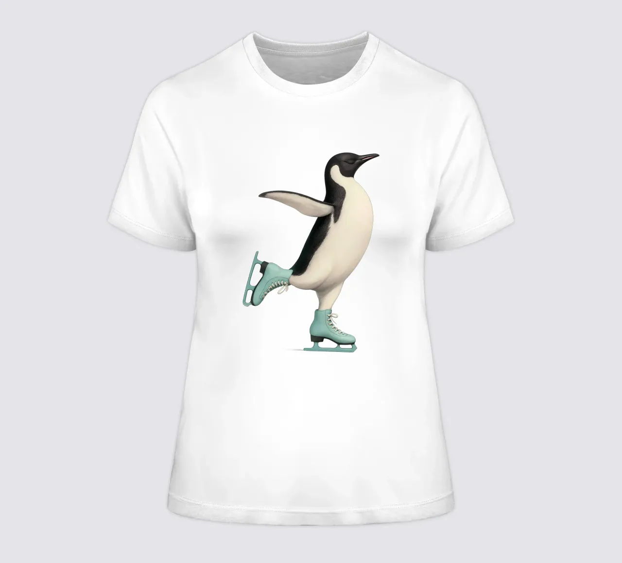 Pingouin dansant sur des patins à glace - Joie hivernale en vert menthe t-shirt ajusté pour femmes de Lootprint