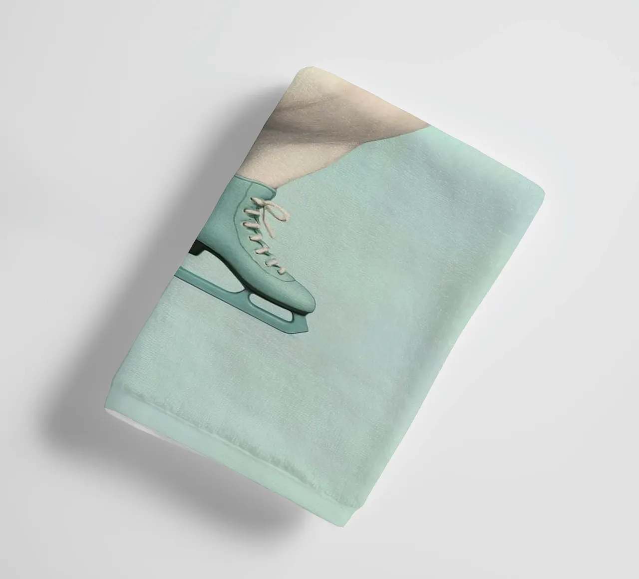 Penguin Dancing on Ice Skates – Winter Joy in Mint Green towel by Lootprint