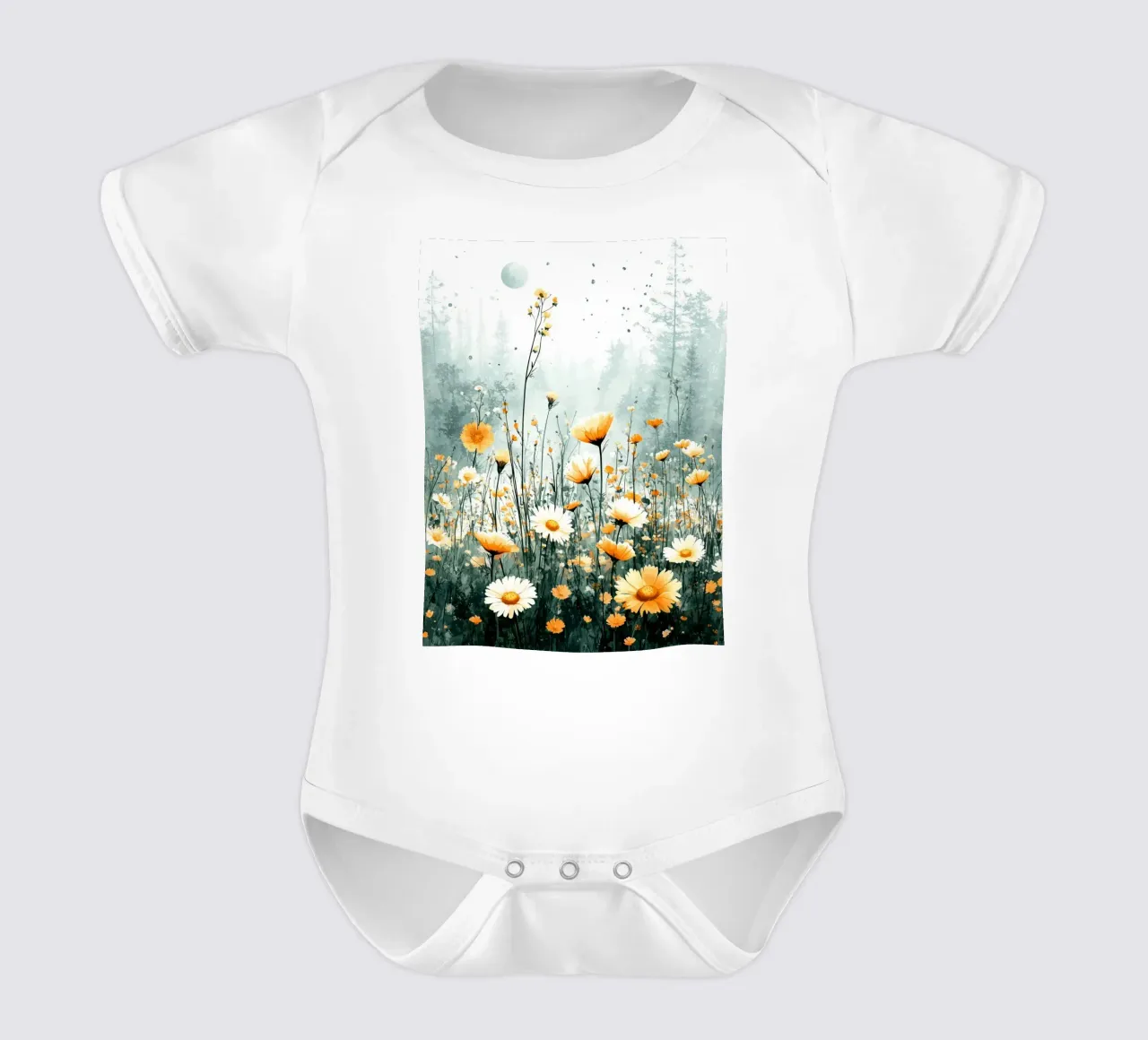 Meadow full of flowers C short-sleeve baby romper by Mateo