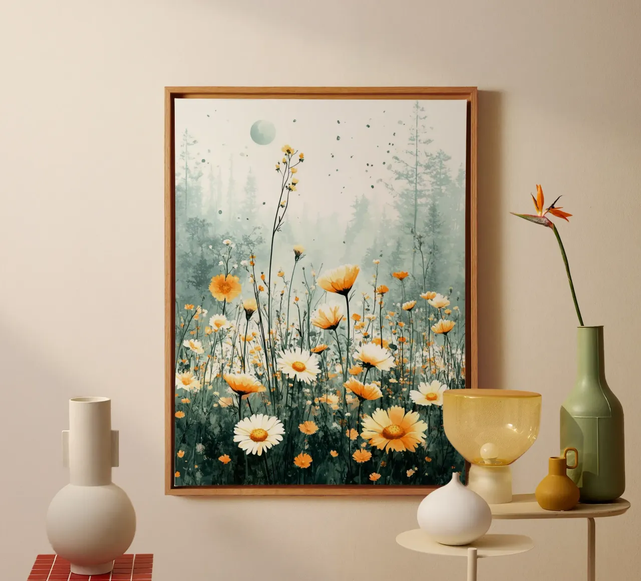 Meadow full of flowers C tela con Cornice a cassetta da Mateo
