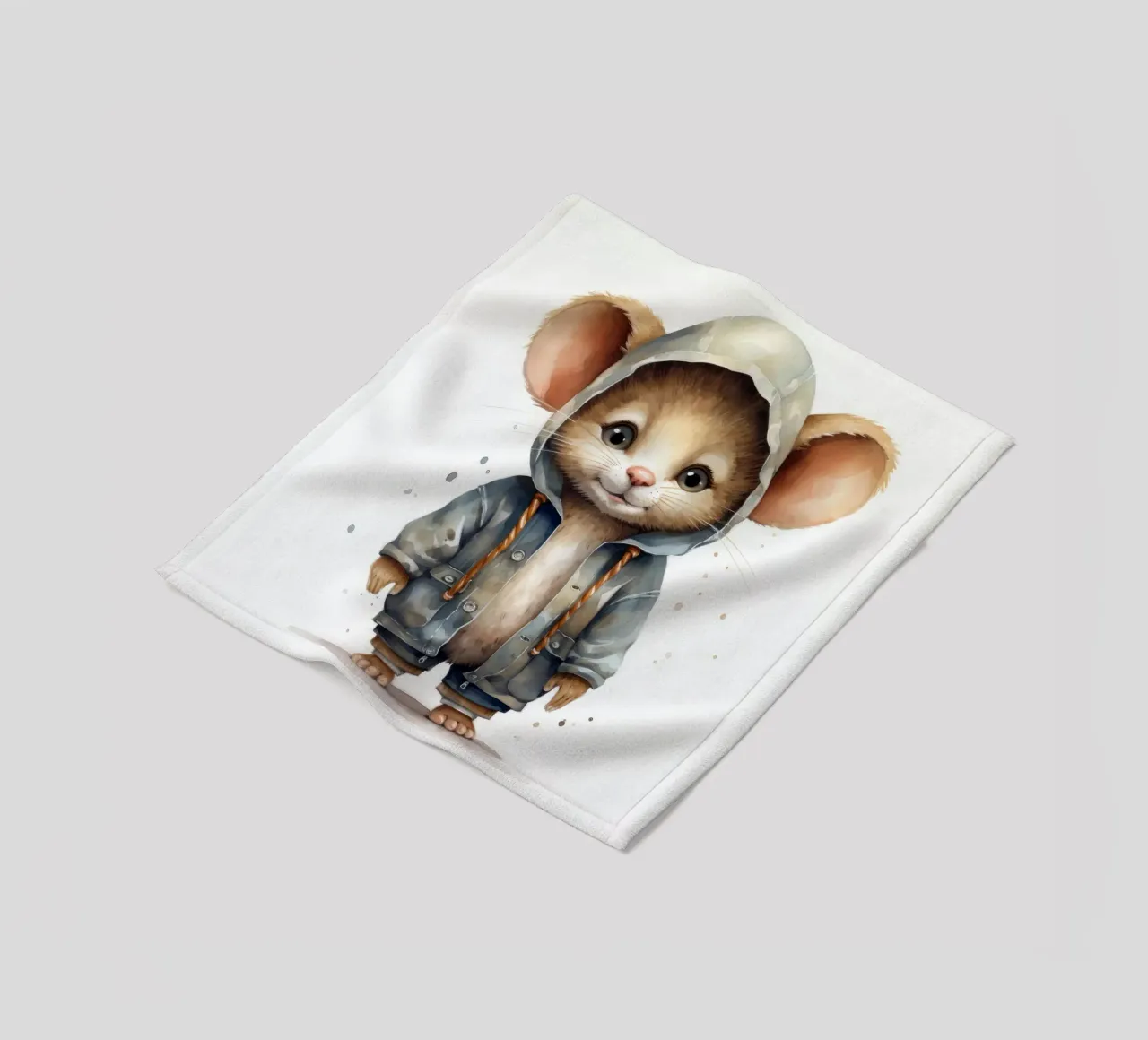Souris en aquarelle dans un sweat à capuche plaid polaire de Animal Portraits