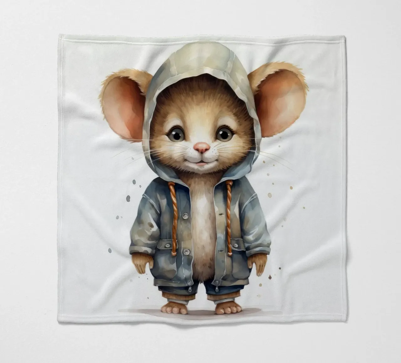 Souris en aquarelle dans un sweat à capuche plaid polaire de Animal Portraits