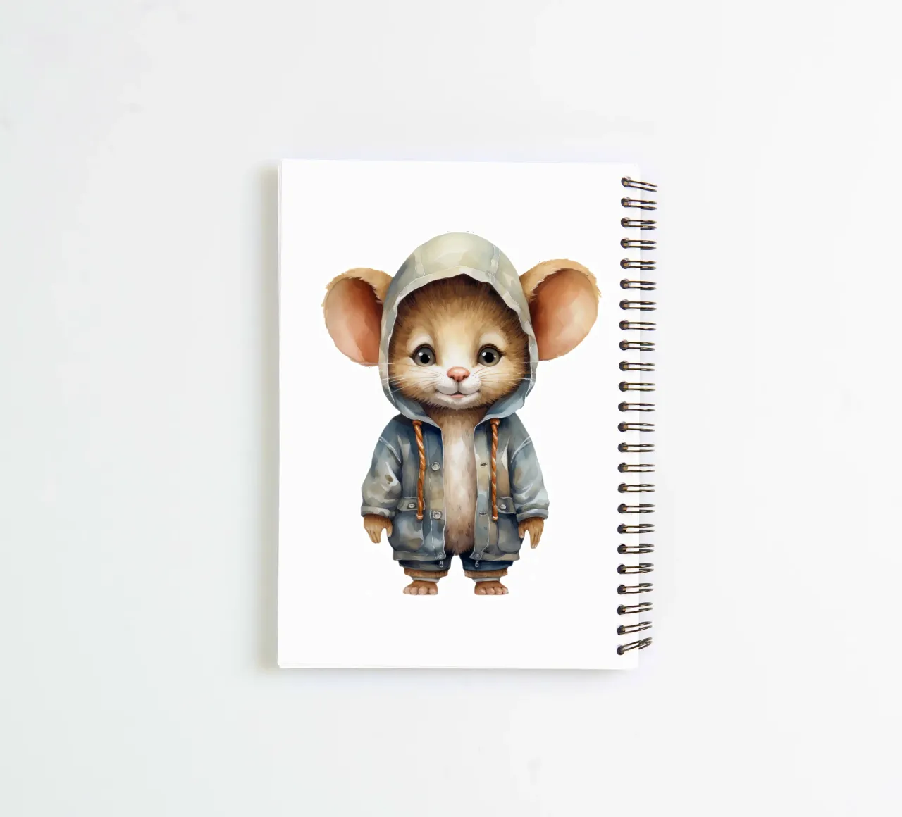 Souris en aquarelle dans un sweat à capuche carnet à spirale de Animal Portraits
