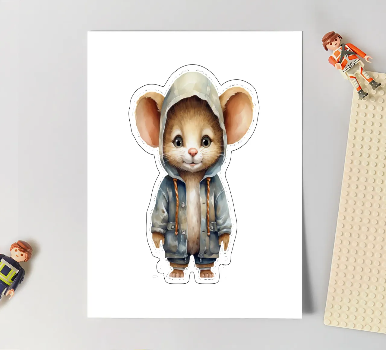Souris en aquarelle dans un sweat à capuche planche autocollant de Animal Portraits