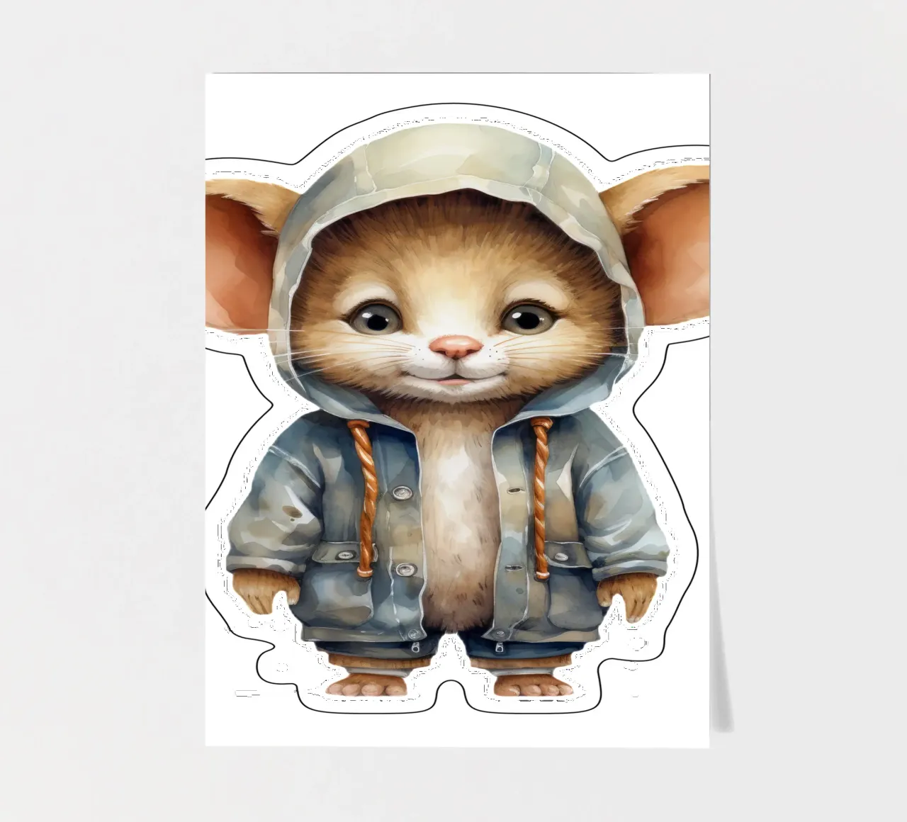Souris en aquarelle dans un sweat à capuche planche autocollant de Animal Portraits