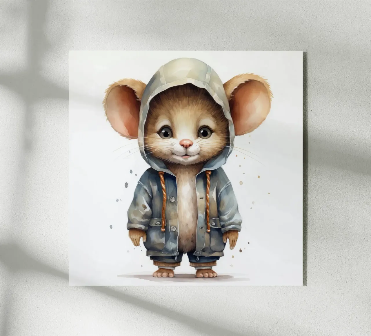 Souris en aquarelle dans un sweat à capuche plexiglas de Animal Portraits