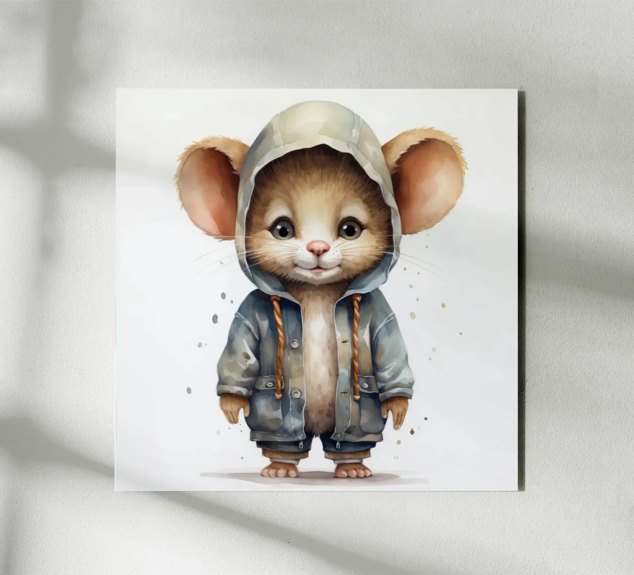 Souris en aquarelle dans un sweat à capuche alu dibond de Animal Portraits