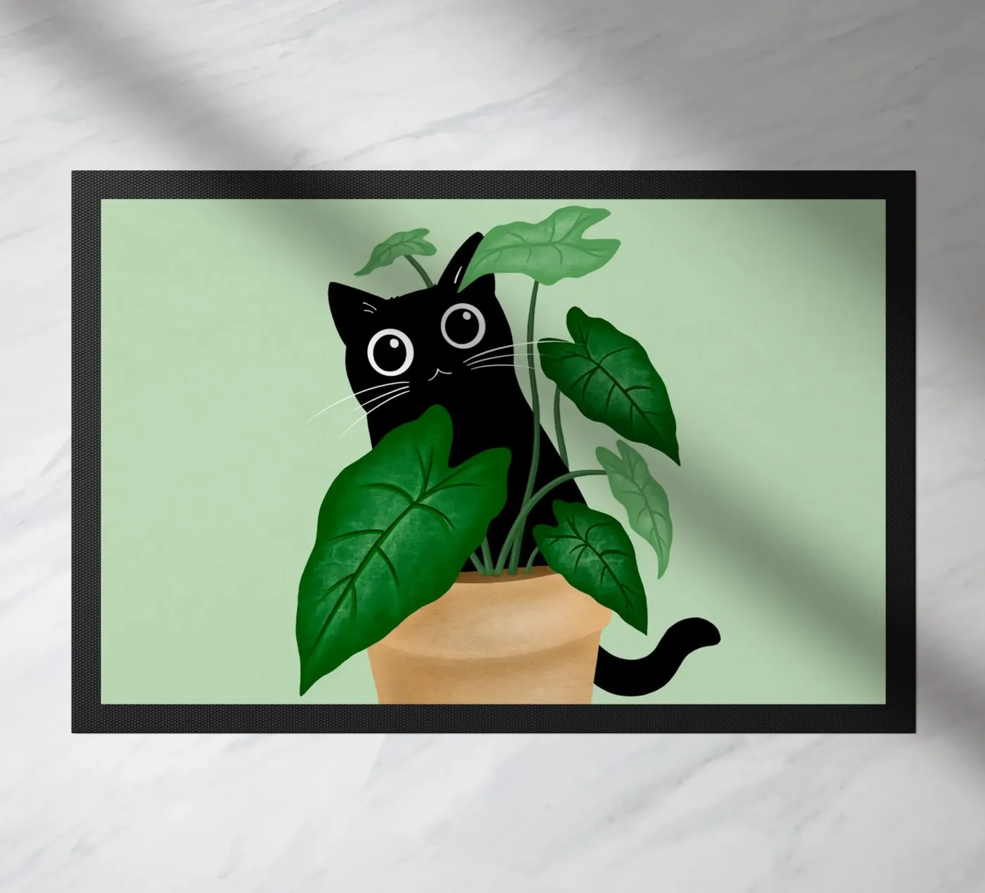 Black cat deurmat van Vivi Nicolin