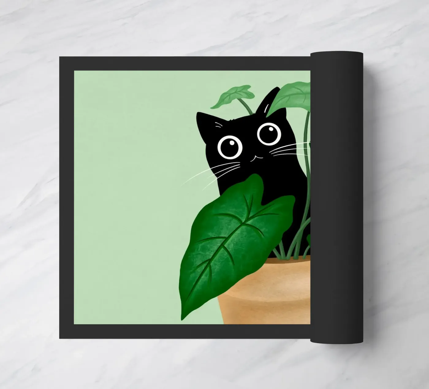 Black cat deurmat van Vivi Nicolin