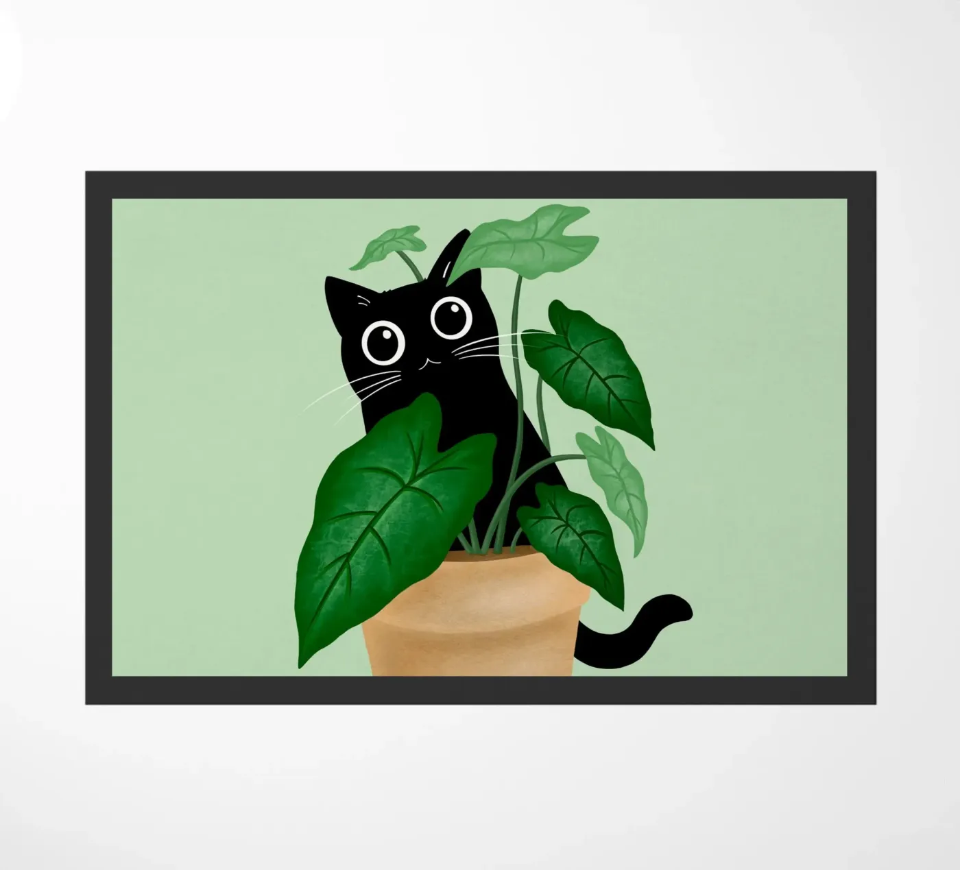 Black cat deurmat van Vivi Nicolin
