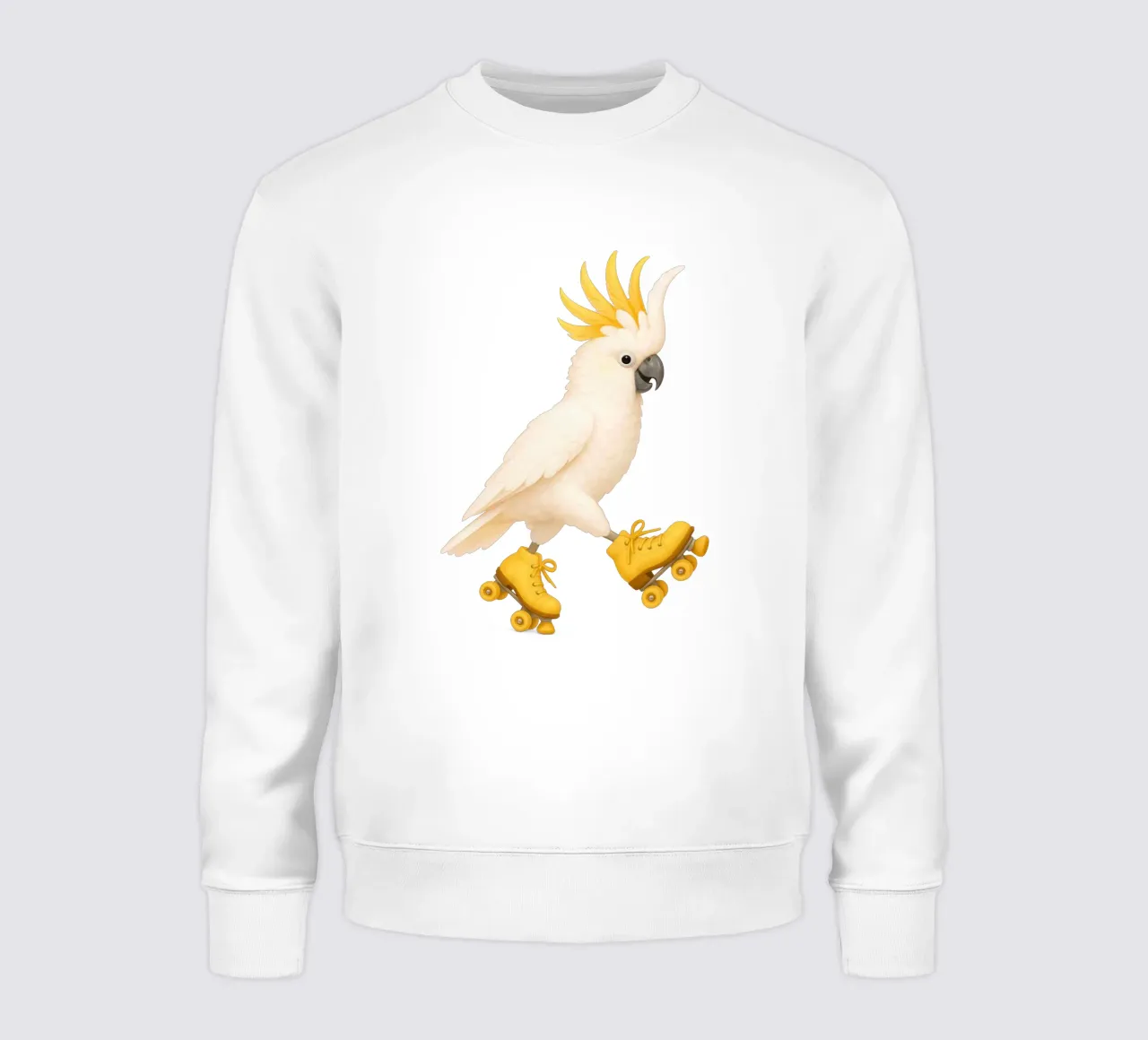 Yellow Cockatoo on Skates – Happy Tropical Bird Poster sweatshirt by Lootprint