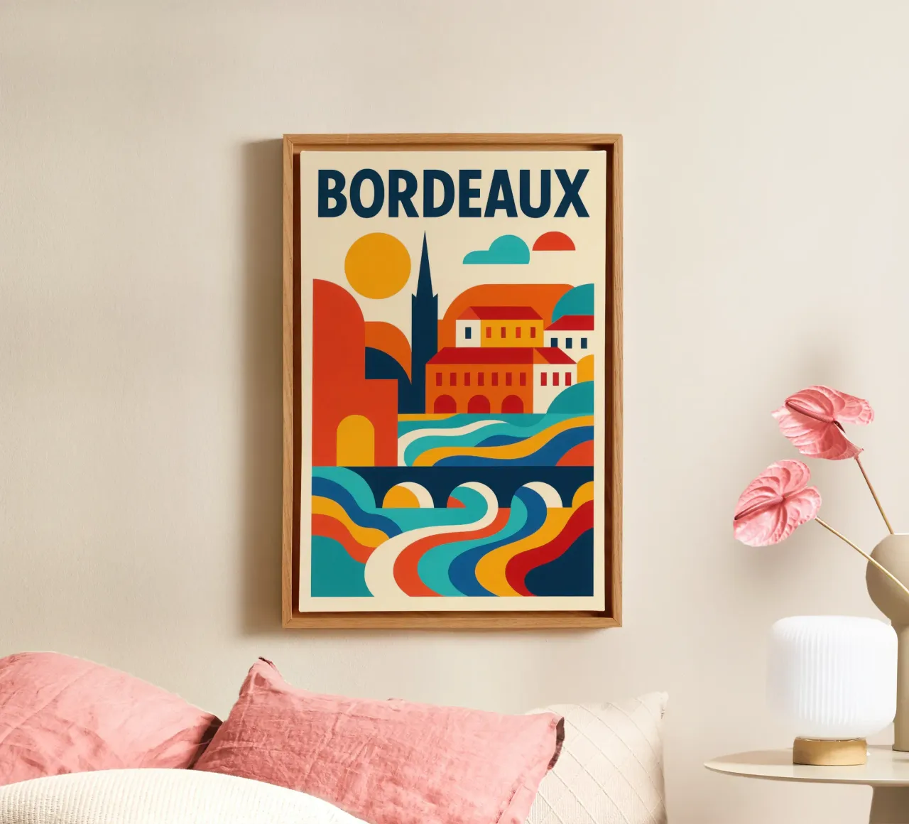 Bordeaux solaire - eleganza in riva al mare tela con Cornice a cassetta da JETLAG | affiches voyage