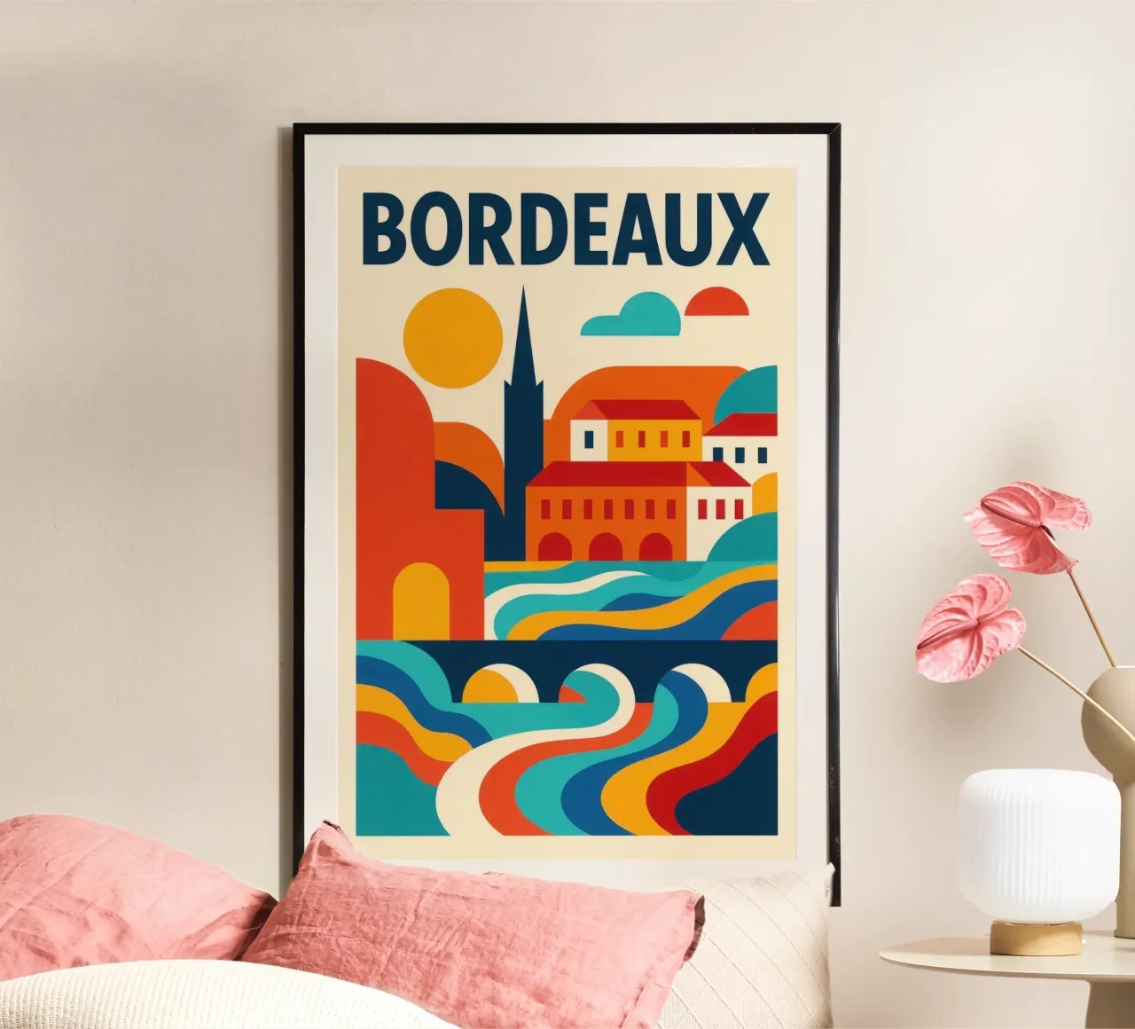 Bordeaux solaire - eleganza in riva al mare poster con telaio in legno da JETLAG | affiches voyage