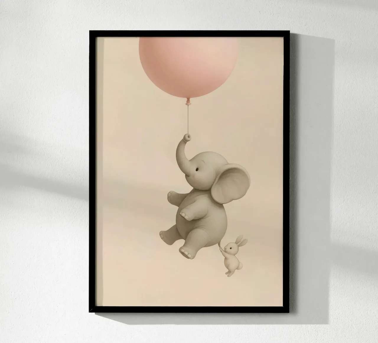 Giro in mongolfiera con elefante e coniglietto - Poster Amici volanti poster con telaio in alluminio da Lootprint