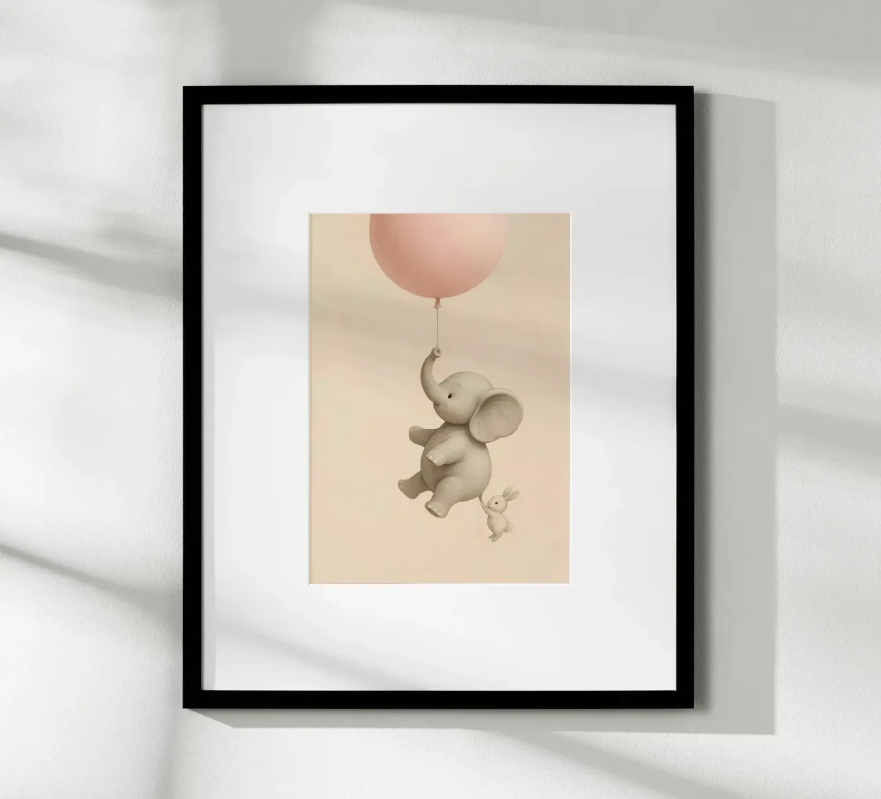 Giro in mongolfiera con elefante e coniglietto - Poster Amici volanti poster con telaio in alluminio da Lootprint