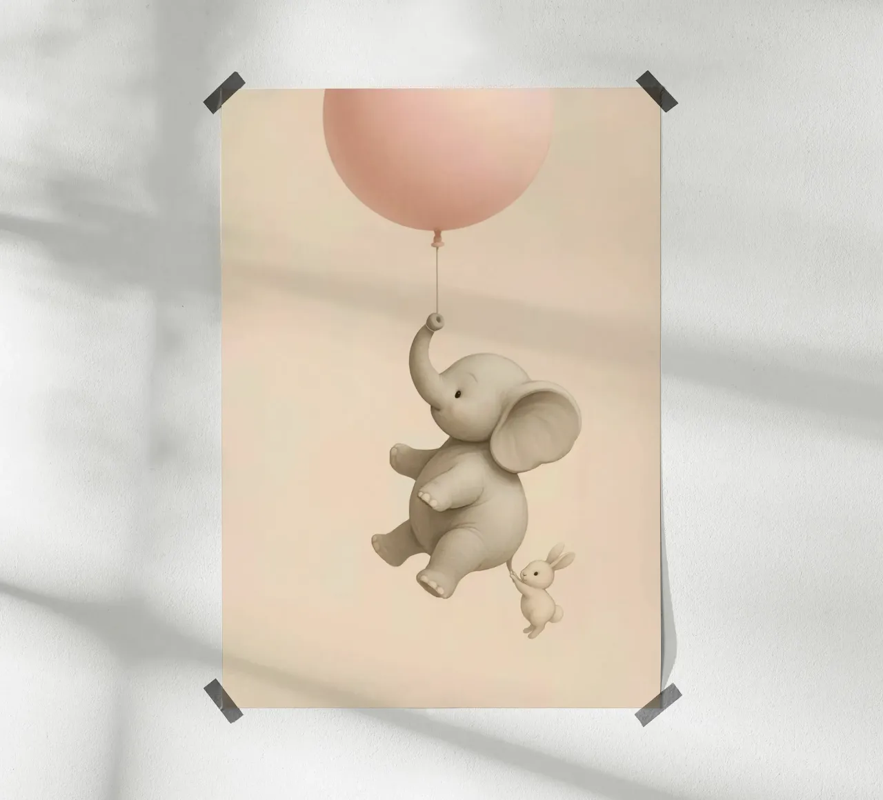 Giro in mongolfiera con elefante e coniglietto - Poster Amici volanti poster con telaio in alluminio da Lootprint