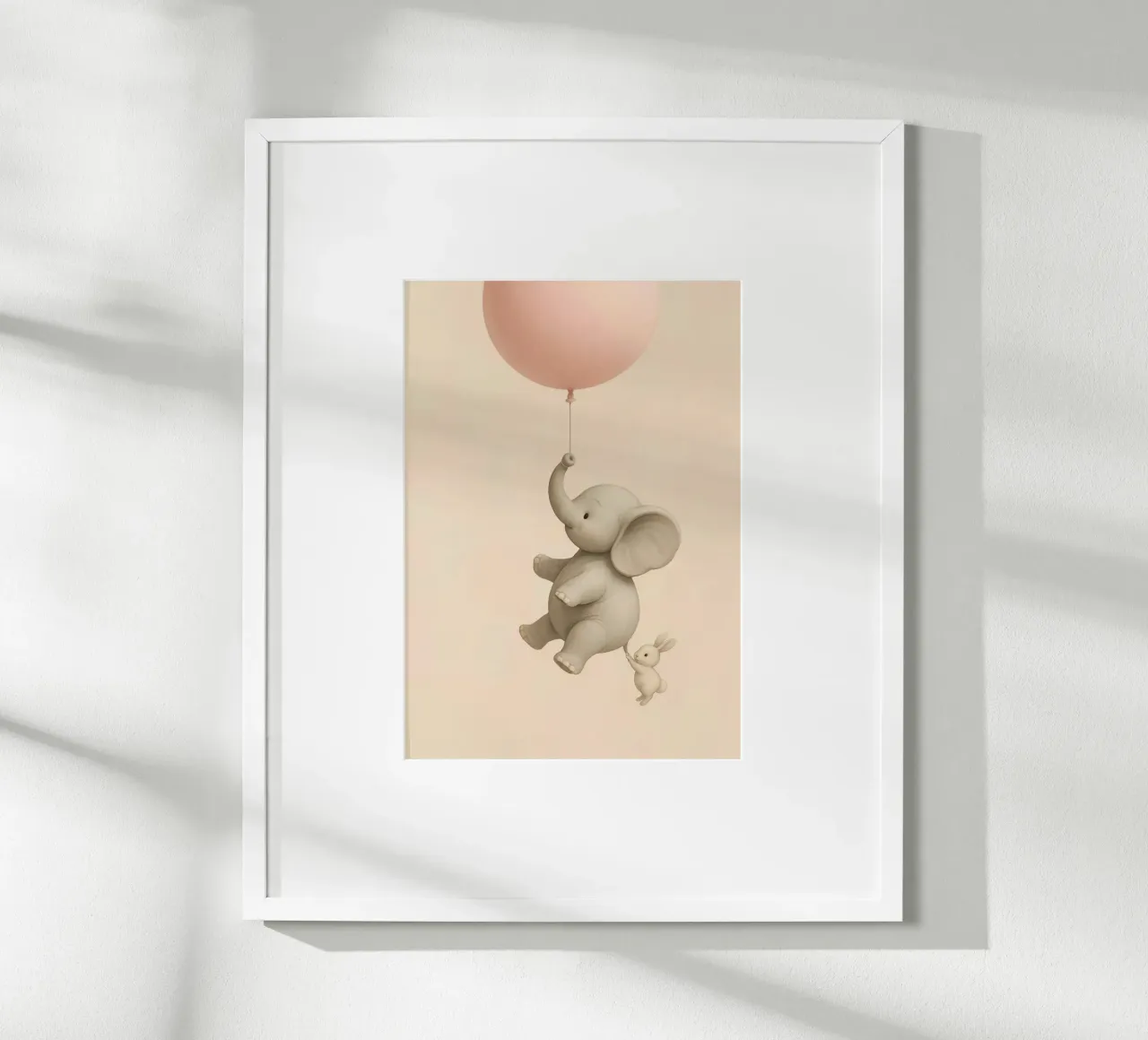 Giro in mongolfiera con elefante e coniglietto - Poster Amici volanti poster con telaio in alluminio da Lootprint