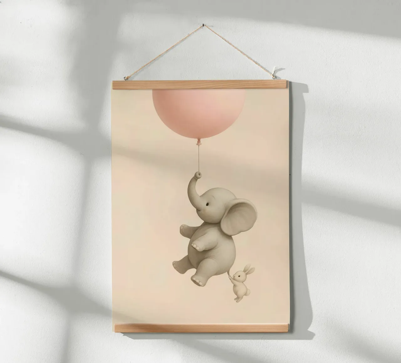 Giro in mongolfiera con elefante e coniglietto - Poster Amici volanti poster con telaio in alluminio da Lootprint
