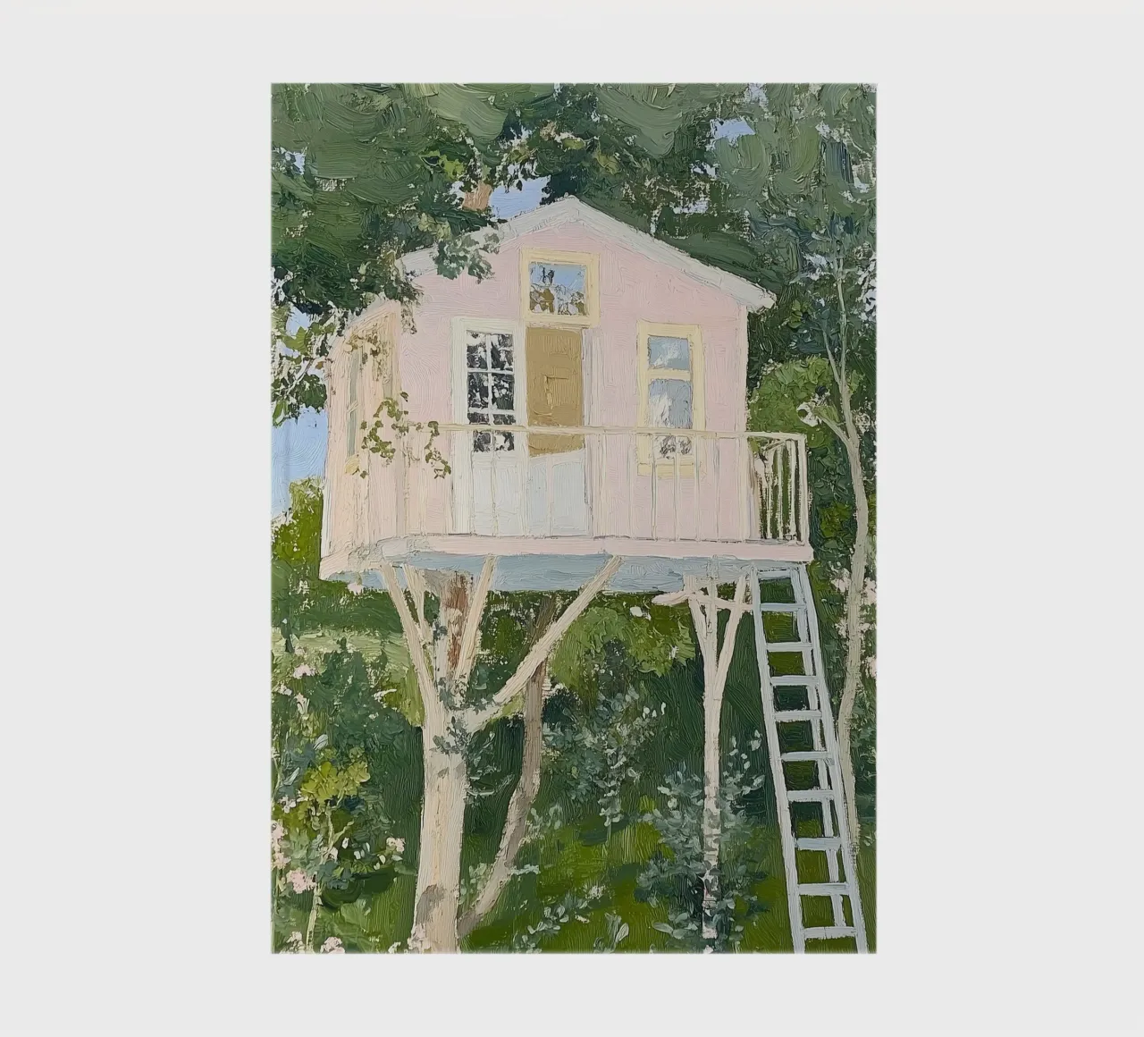 Treehouse Art Print, Nature Poster notebook by Little Lila
