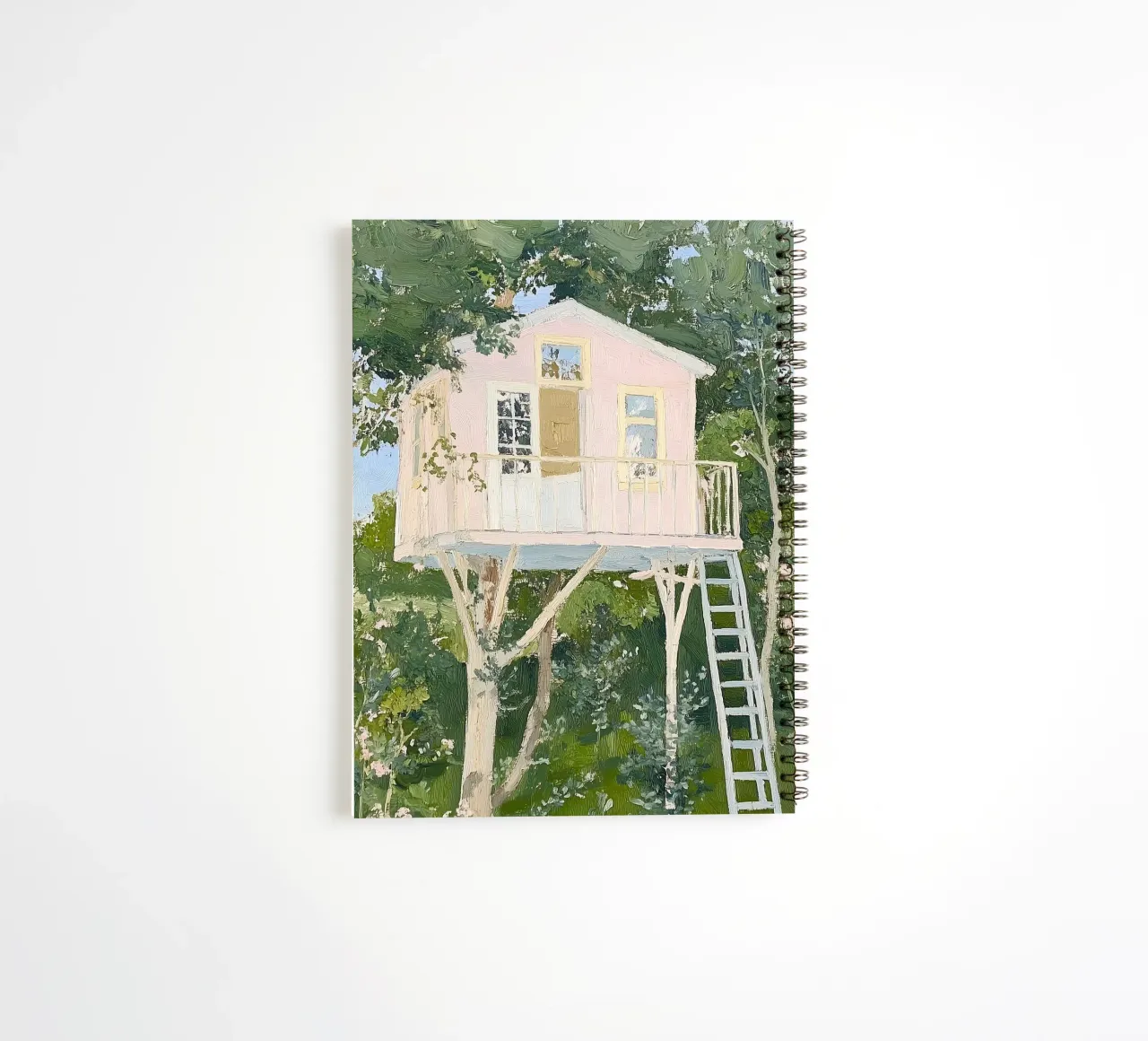 Treehouse Art Print, Nature Poster spiral notebook by Little Lila