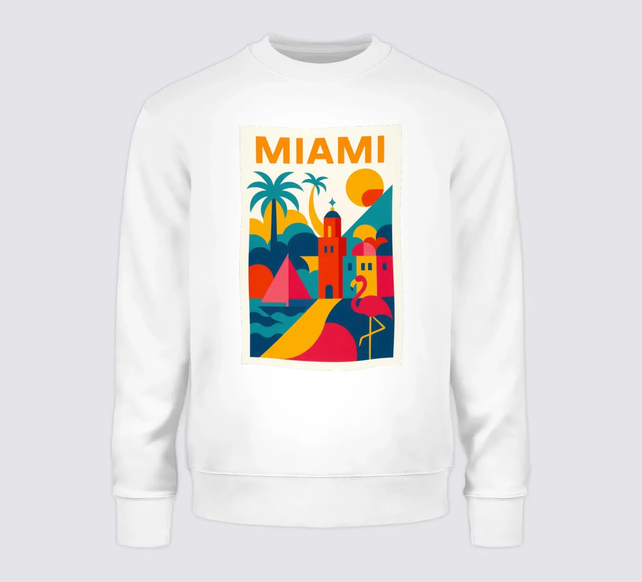 Miami vibes: sole, palme e fenicotteri felpa da JETLAG | affiches voyage