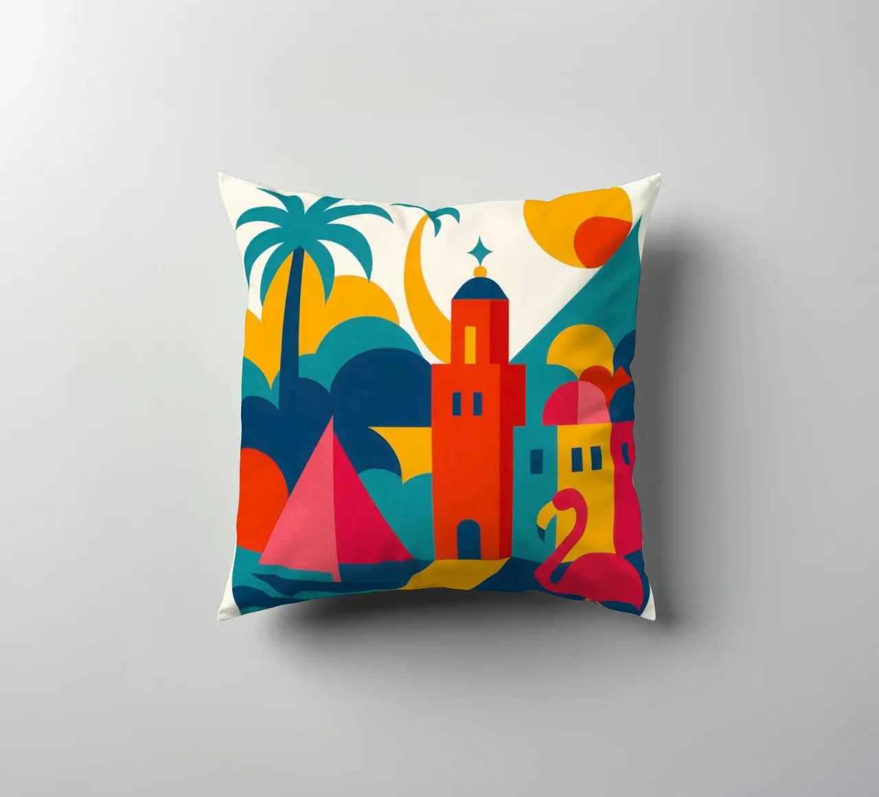 Miami vibes: sole, palme e fenicotteri cuscino da JETLAG | affiches voyage