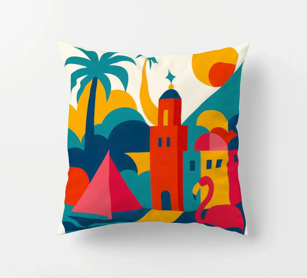 Miami vibes: sole, palme e fenicotteri cuscino da JETLAG | affiches voyage