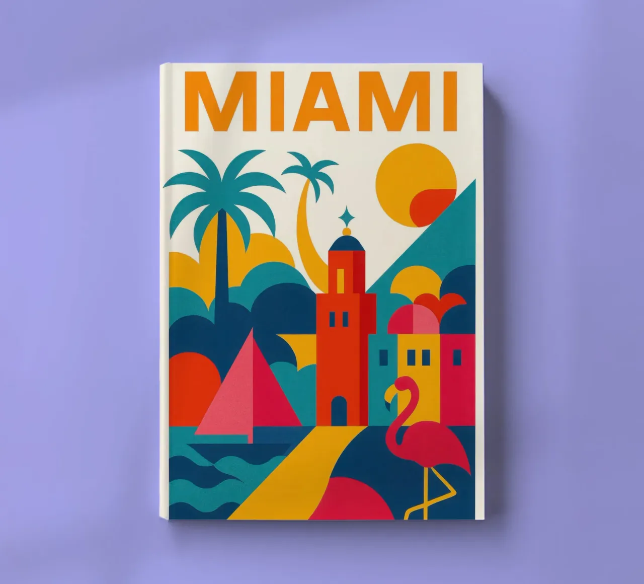 Miami vibes - sun, palm trees and flamingos notebook by JETLAG | affiches voyage