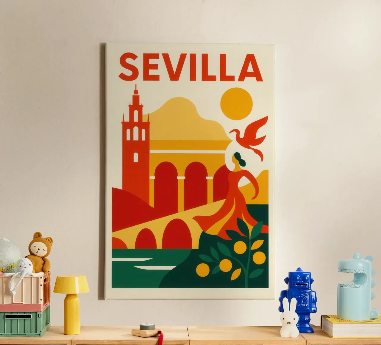 Andalusian Seville - between flamenco and the scorching sun canvas with Floater frame by JETLAG | affiches voyage