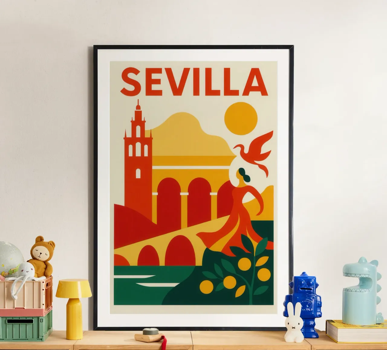 Siviglia andalusa - tra flamenco e sole cocente poster con telaio in alluminio da JETLAG | affiches voyage
