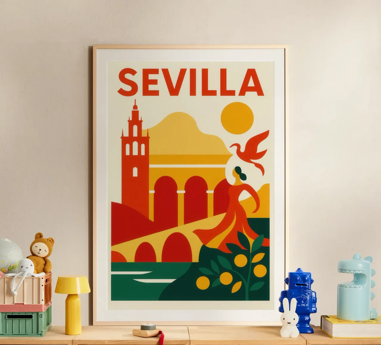 Siviglia andalusa - tra flamenco e sole cocente poster con telaio in alluminio da JETLAG | affiches voyage