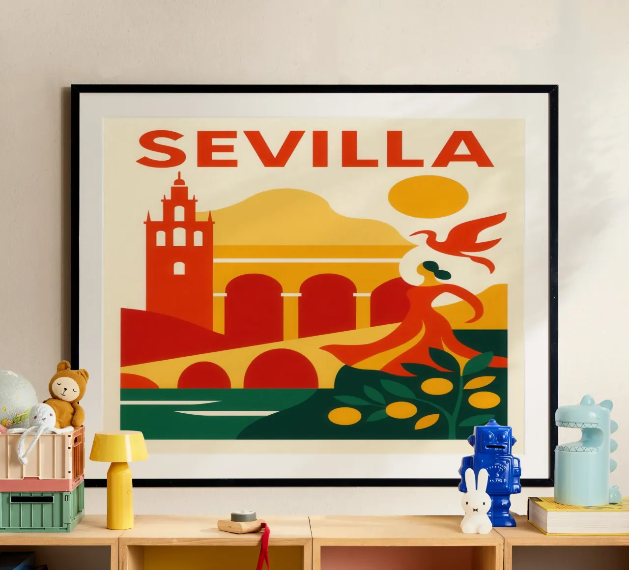 Siviglia andalusa - tra flamenco e sole cocente poster con telaio in alluminio da JETLAG | affiches voyage