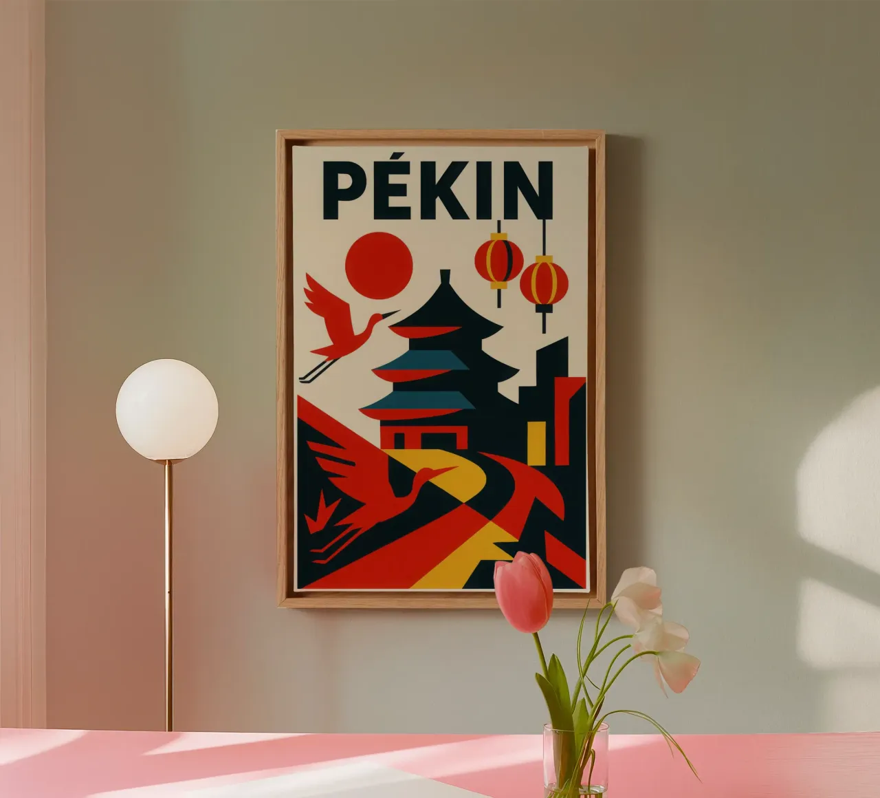 Peking grafisch - zwischen Tradition und Moderne Leinwand mit Schattenfugenrahmen von JETLAG | affiches voyage