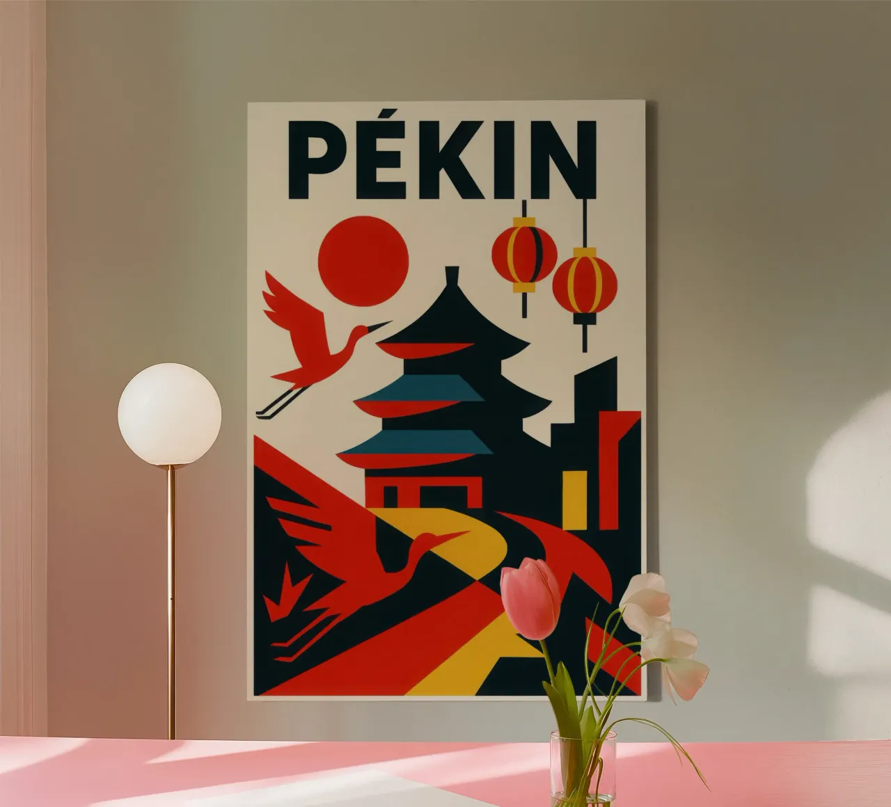 Peking grafisch - zwischen Tradition und Moderne Leinwand mit Schattenfugenrahmen von JETLAG | affiches voyage