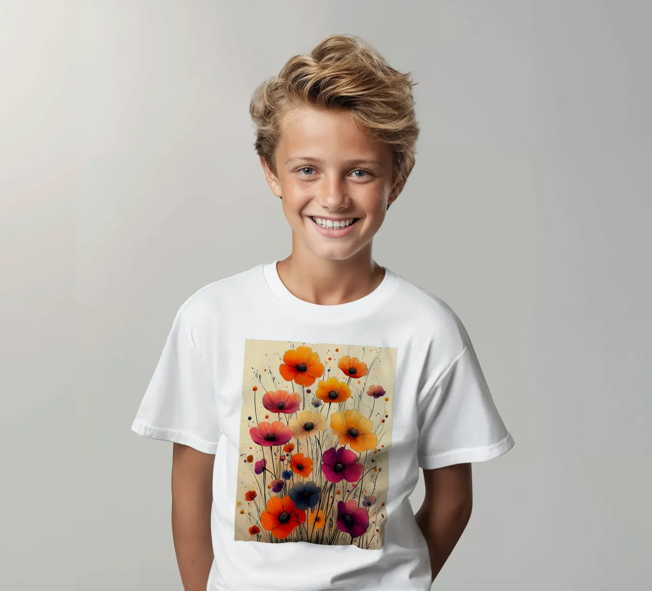 Poppies art A kids t-shirt by Mateo