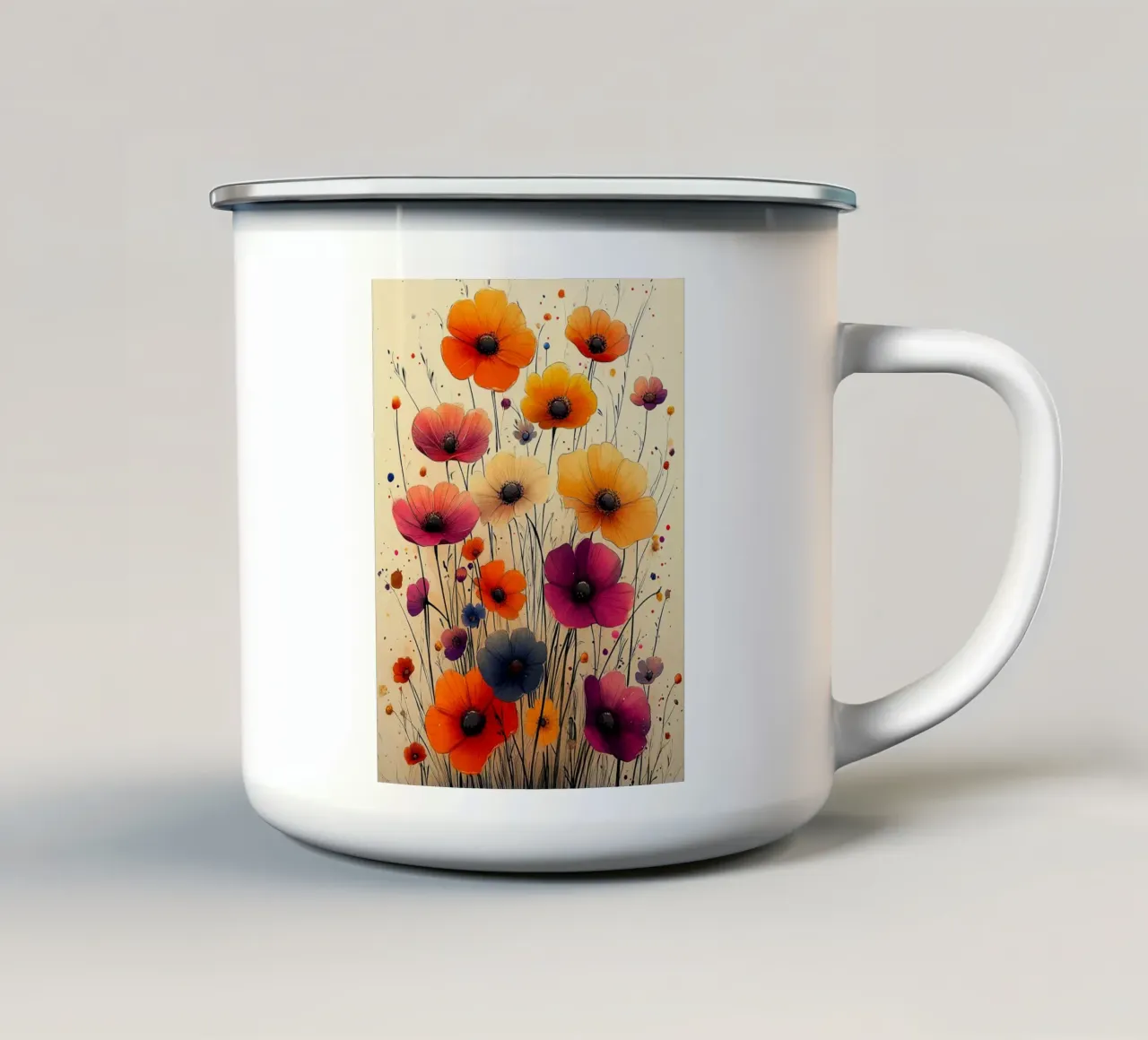 Poppies art A tazza in smalto da Mateo