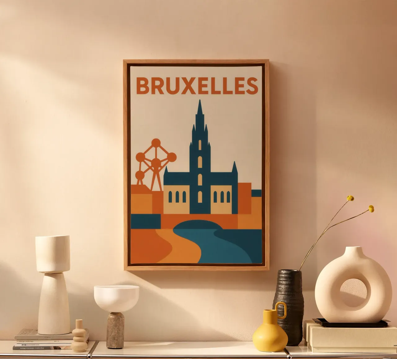Bruxelles urbana - tra patrimonio e futuro tela con Cornice a cassetta da JETLAG | affiches voyage