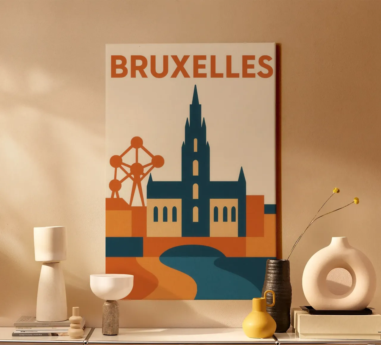 Bruxelles urbana - tra patrimonio e futuro tela con Cornice a cassetta da JETLAG | affiches voyage