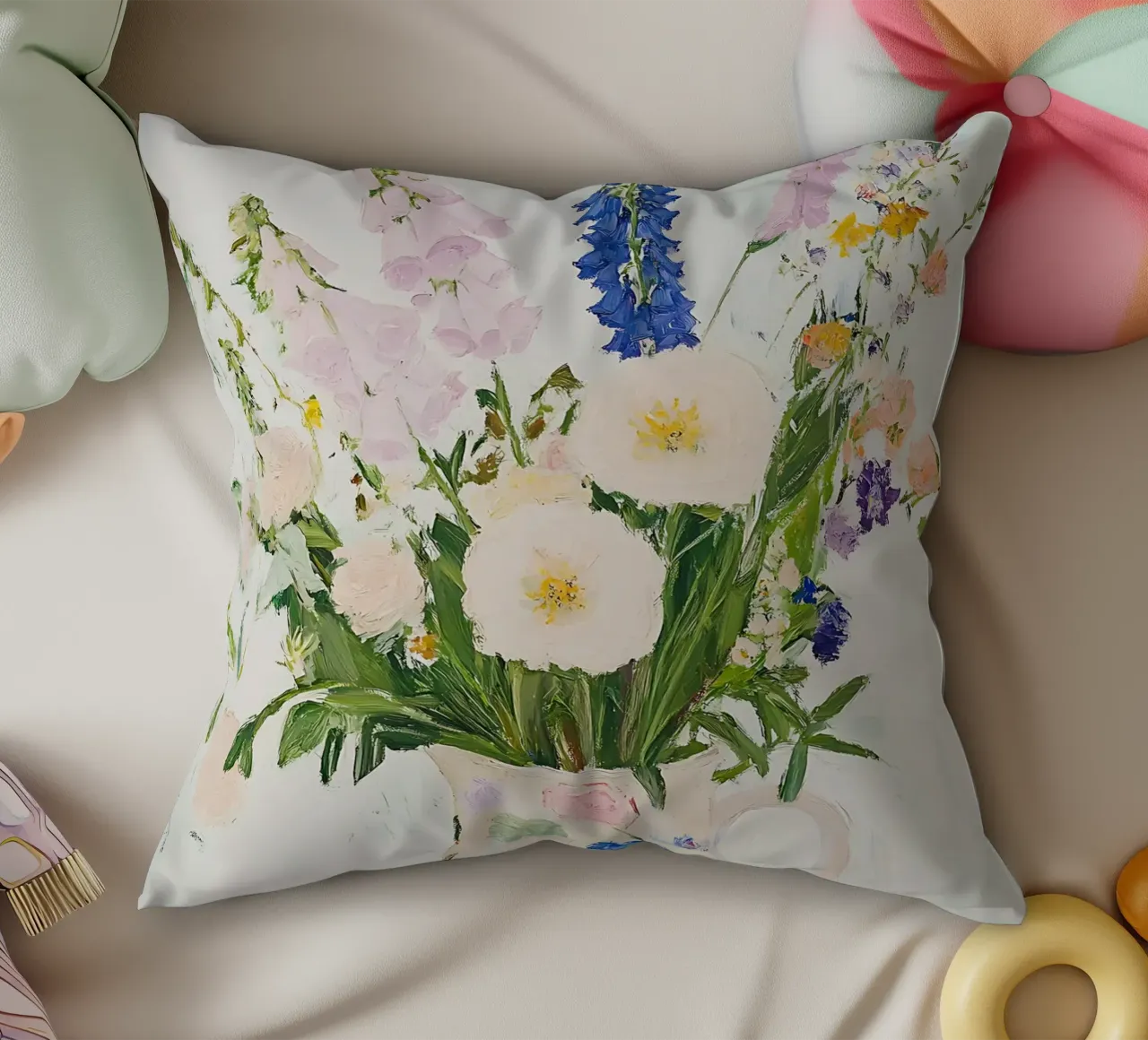 Fiori in vaso, stampa floreale cuscino da Little Lila