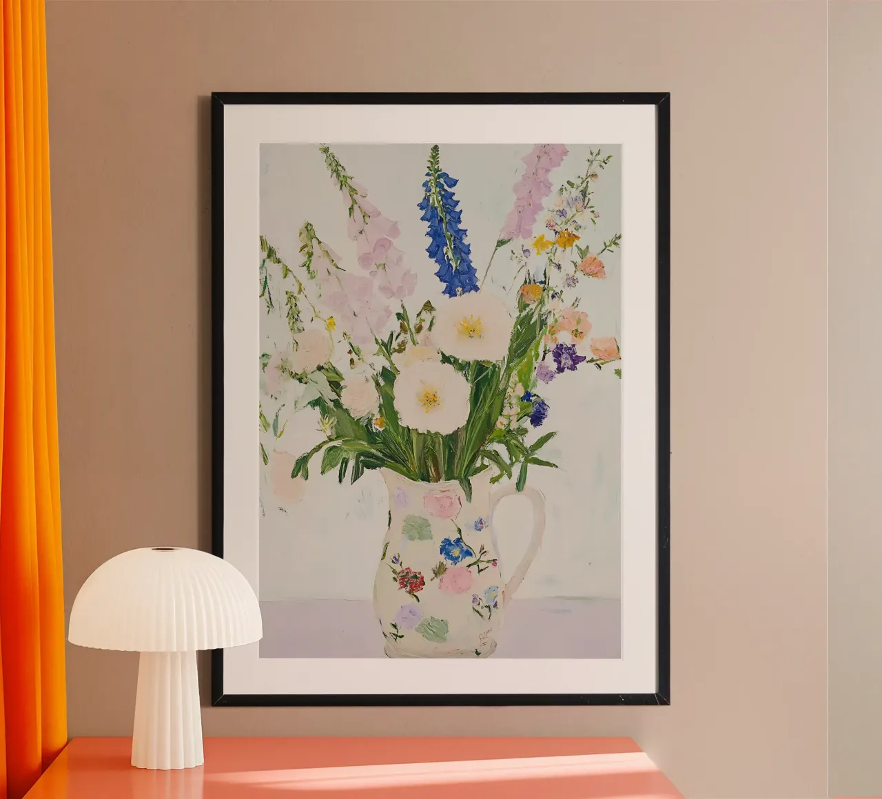 Blumen in Vase, Blumendruck Hahnemühle von Little Lila