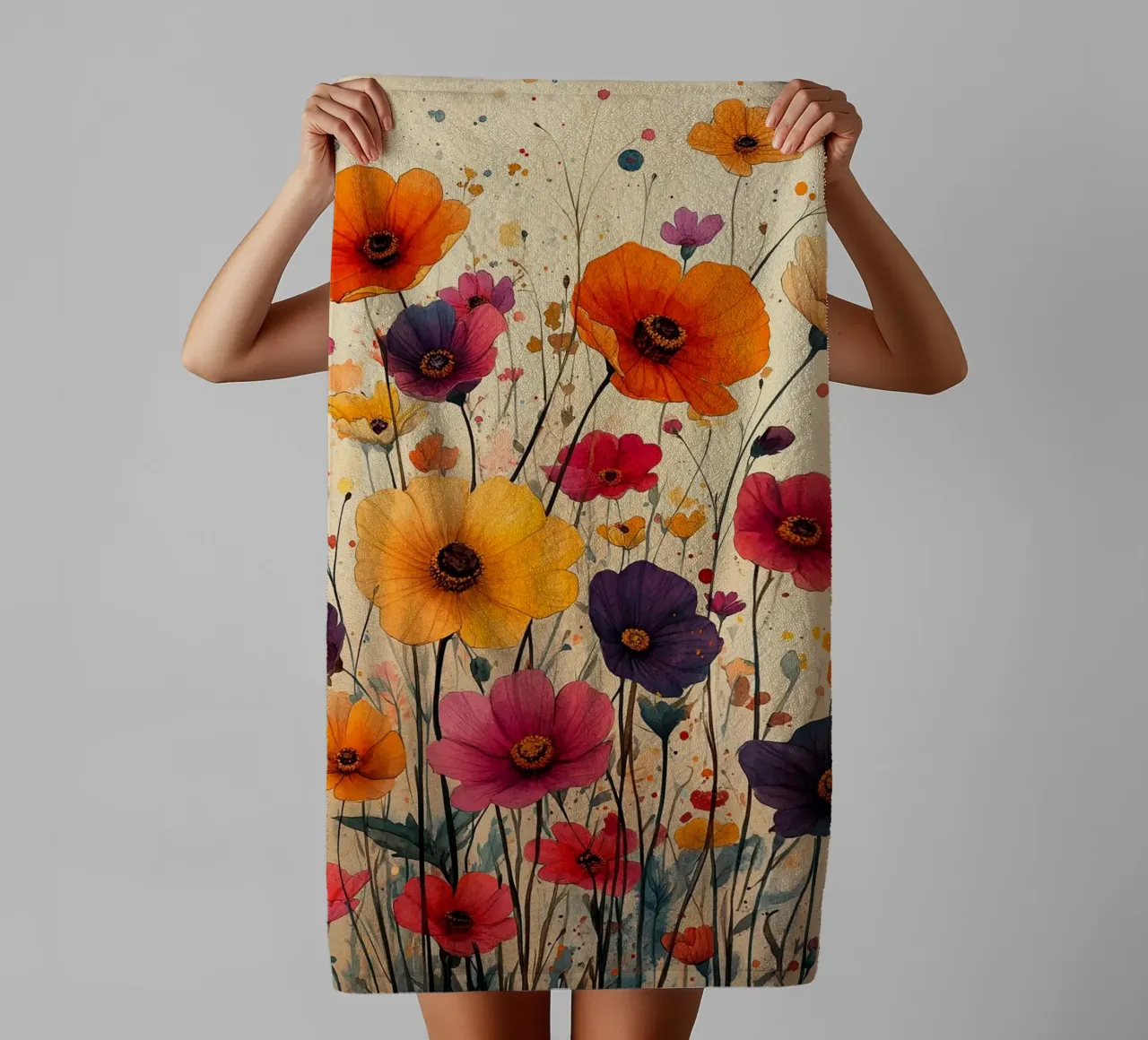 Poppies art B asciugamano da bagno da Mateo