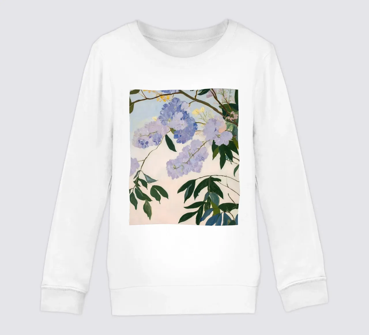 Paarse bloemenprint, natuur muurkunst, florale kunst, retro kunst kinder sweatshirt van Little Lila