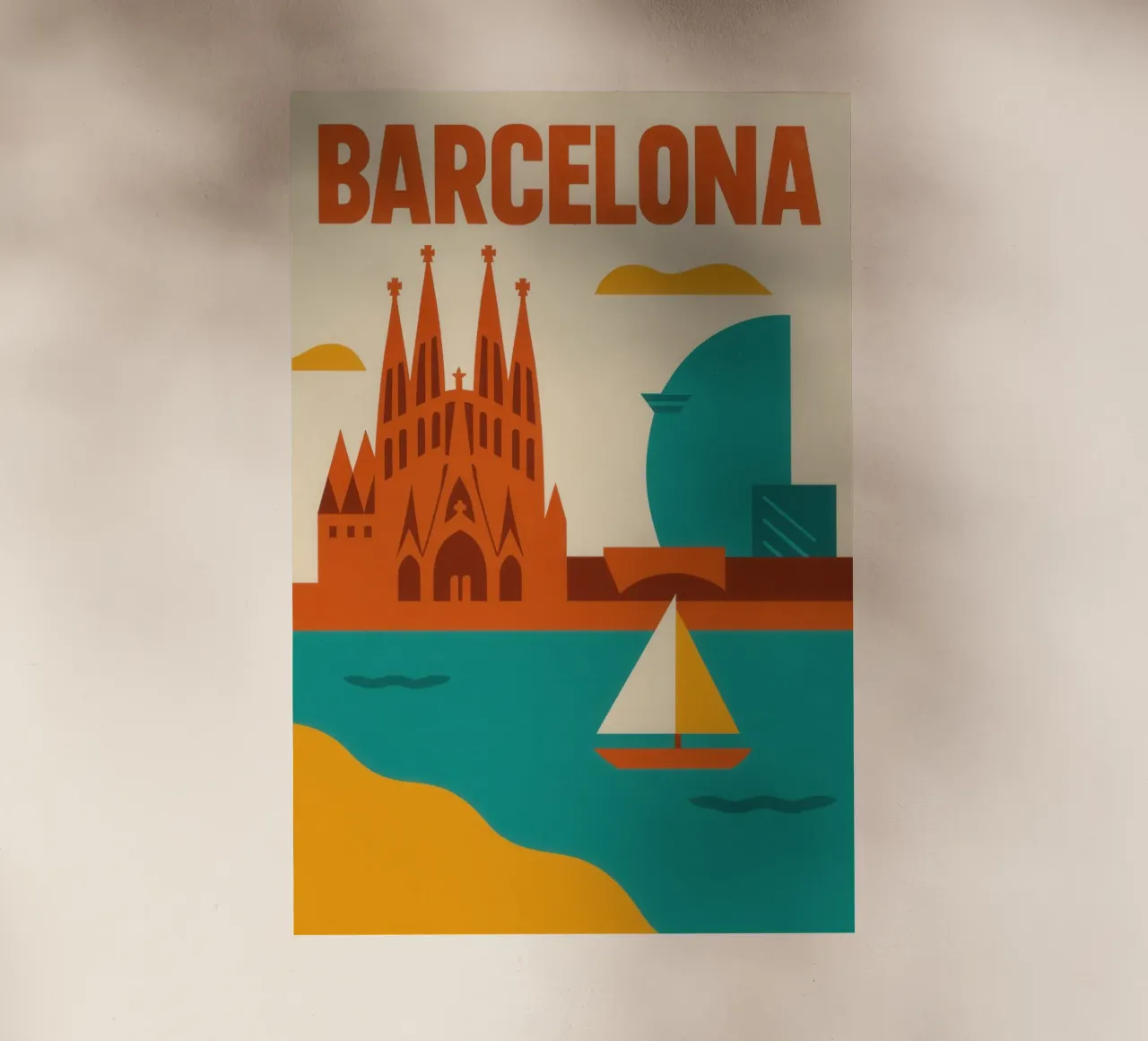 Barcelonas Grafik - zwischen Gaudí und türkisfarbenem Meer Backlit Folie von JETLAG | affiches voyage
