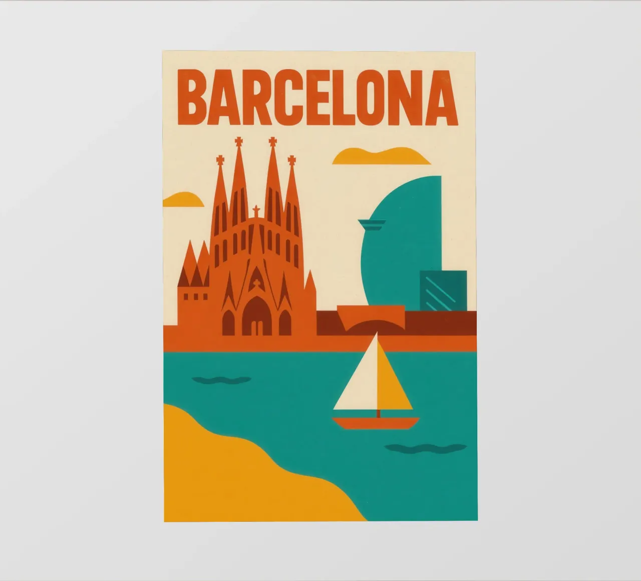 Barcelonas Grafik - zwischen Gaudí und türkisfarbenem Meer Backlit Folie von JETLAG | affiches voyage