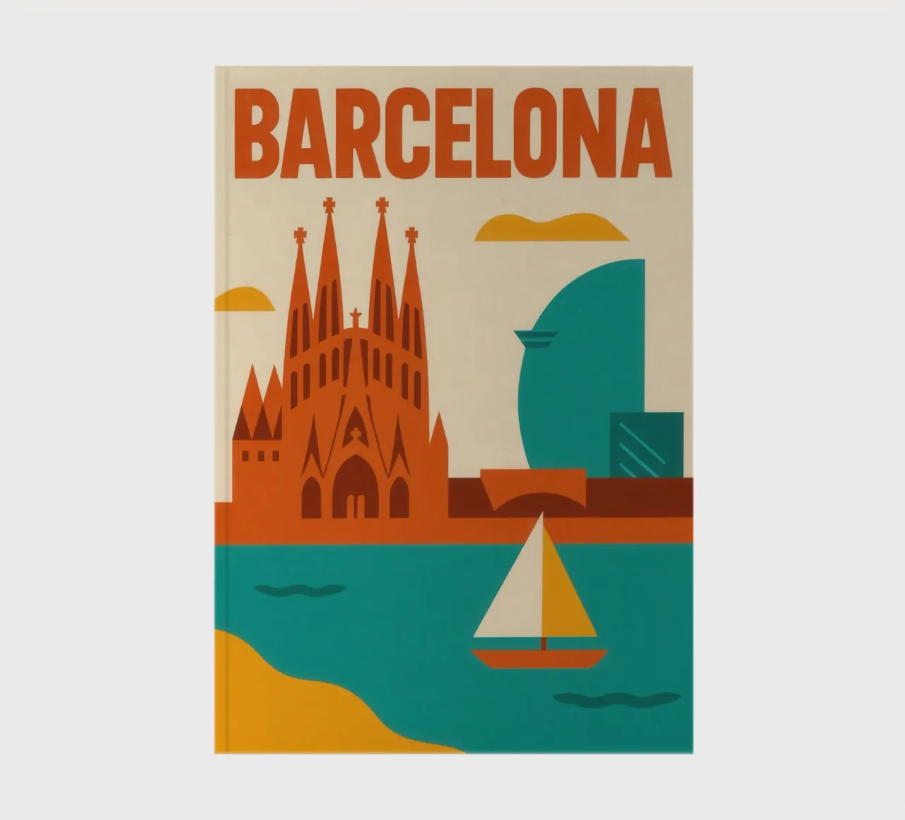 Barcelonas Grafik - zwischen Gaudí und türkisfarbenem Meer Notizbuch von JETLAG | affiches voyage