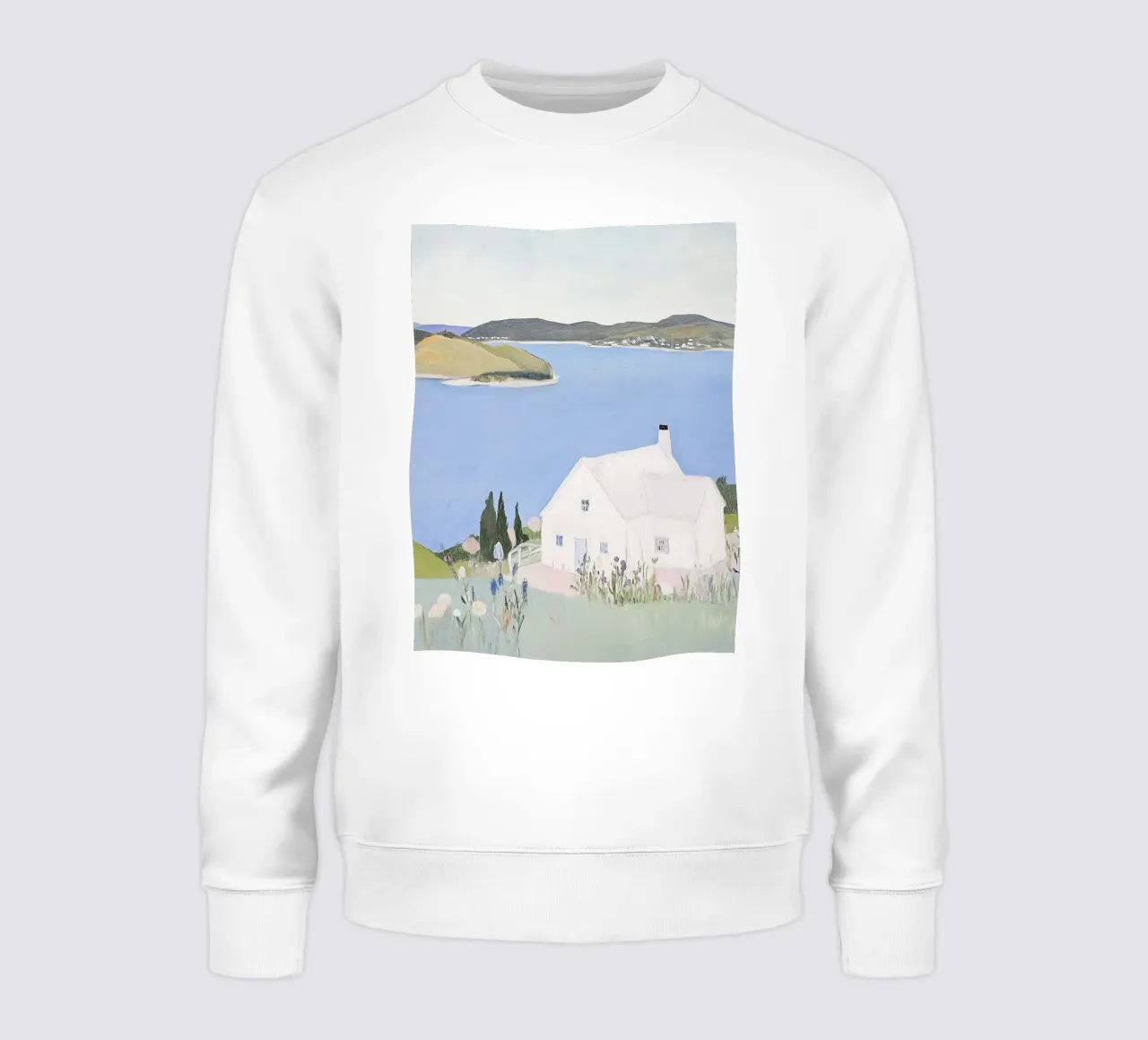 Retro Print, Kust Poster, Landschap Print sweatshirt van Little Lila