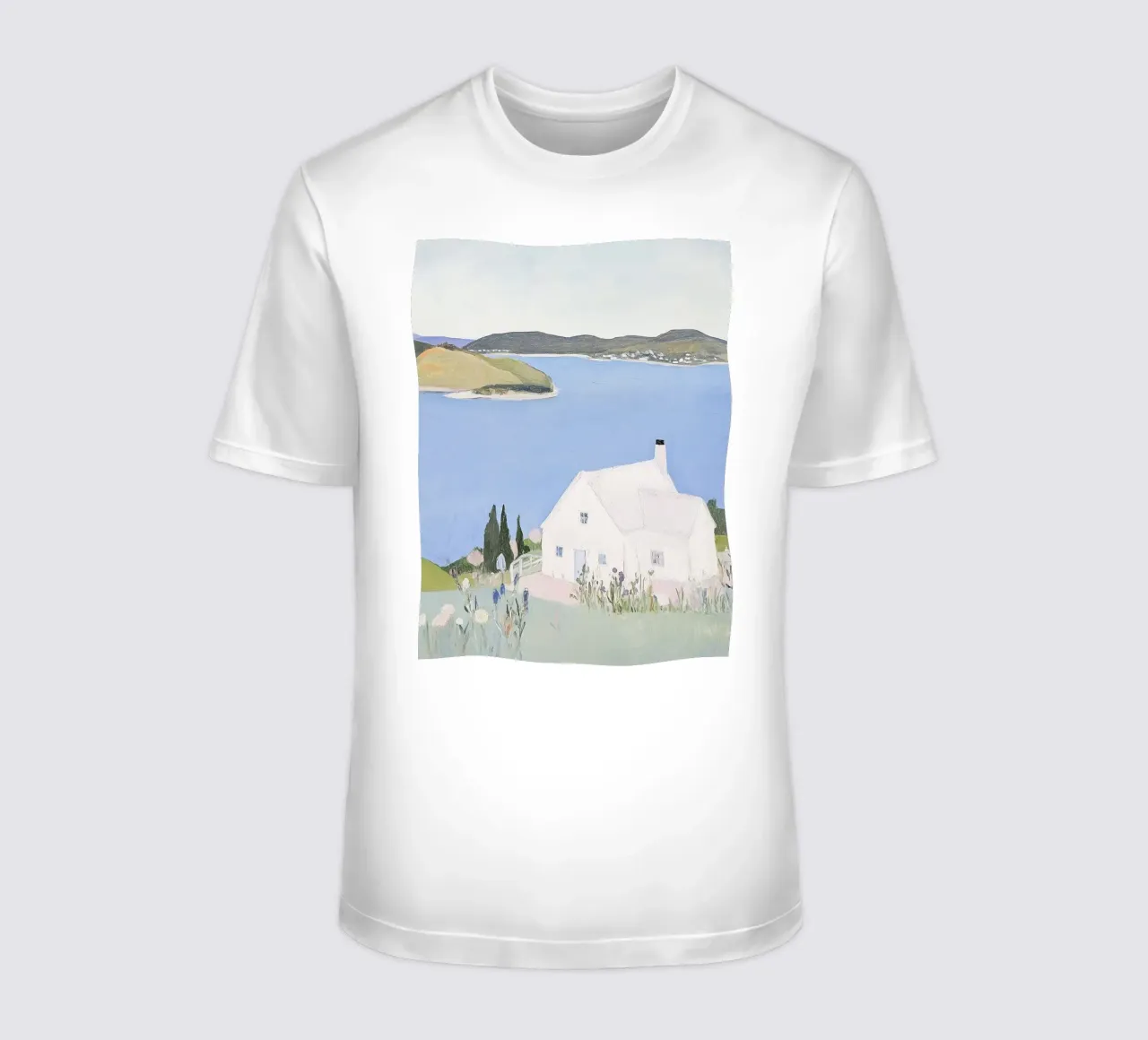 Retro Print, Kust Poster, Landschap Print t-shirt van Little Lila