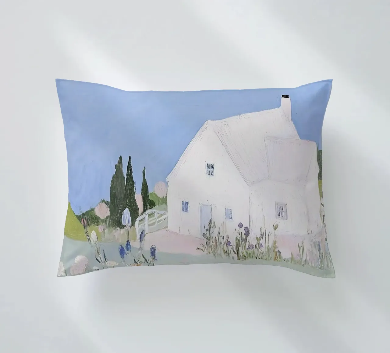 Retro Print, Seaside Poster, Landscape Print decorative cushion by Little Lila
